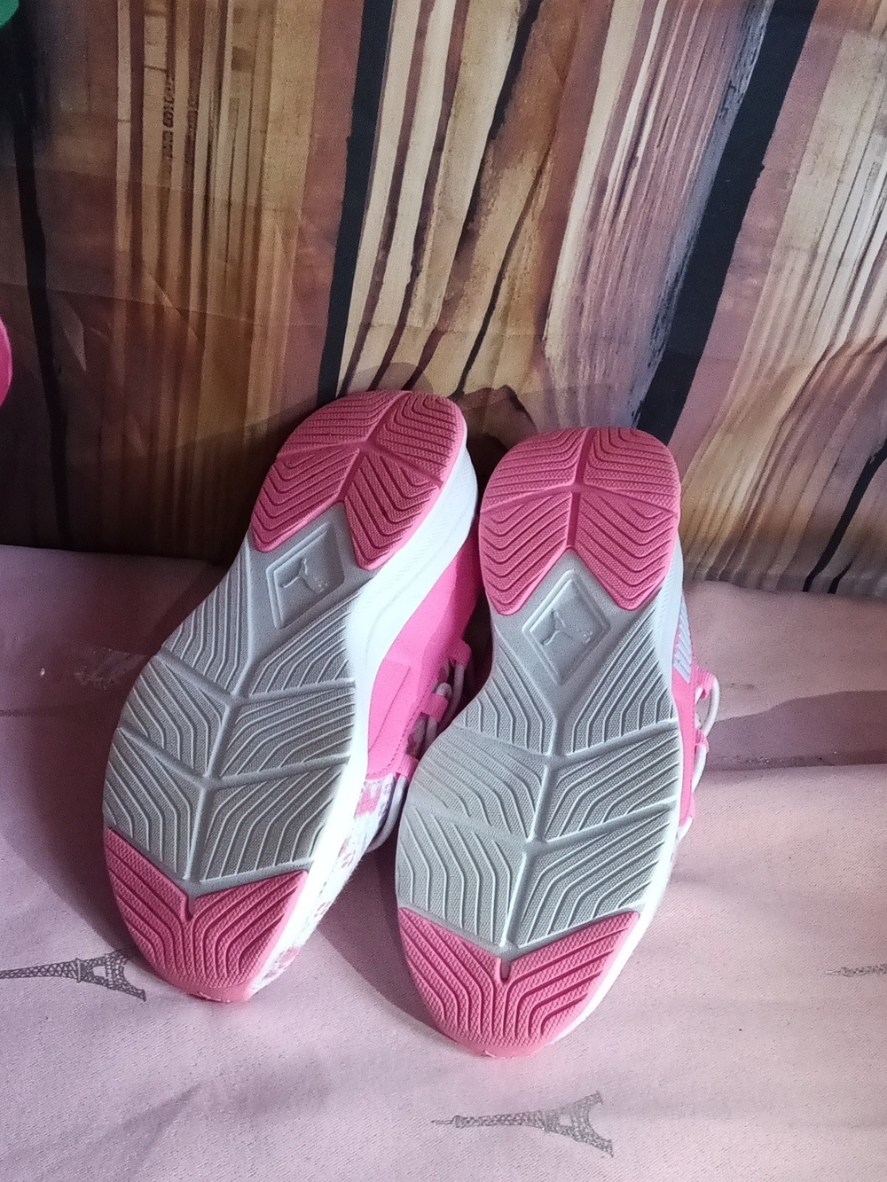 Puma Women's Pink & White Floral Knit Running Shoes - Picture 4 of 5